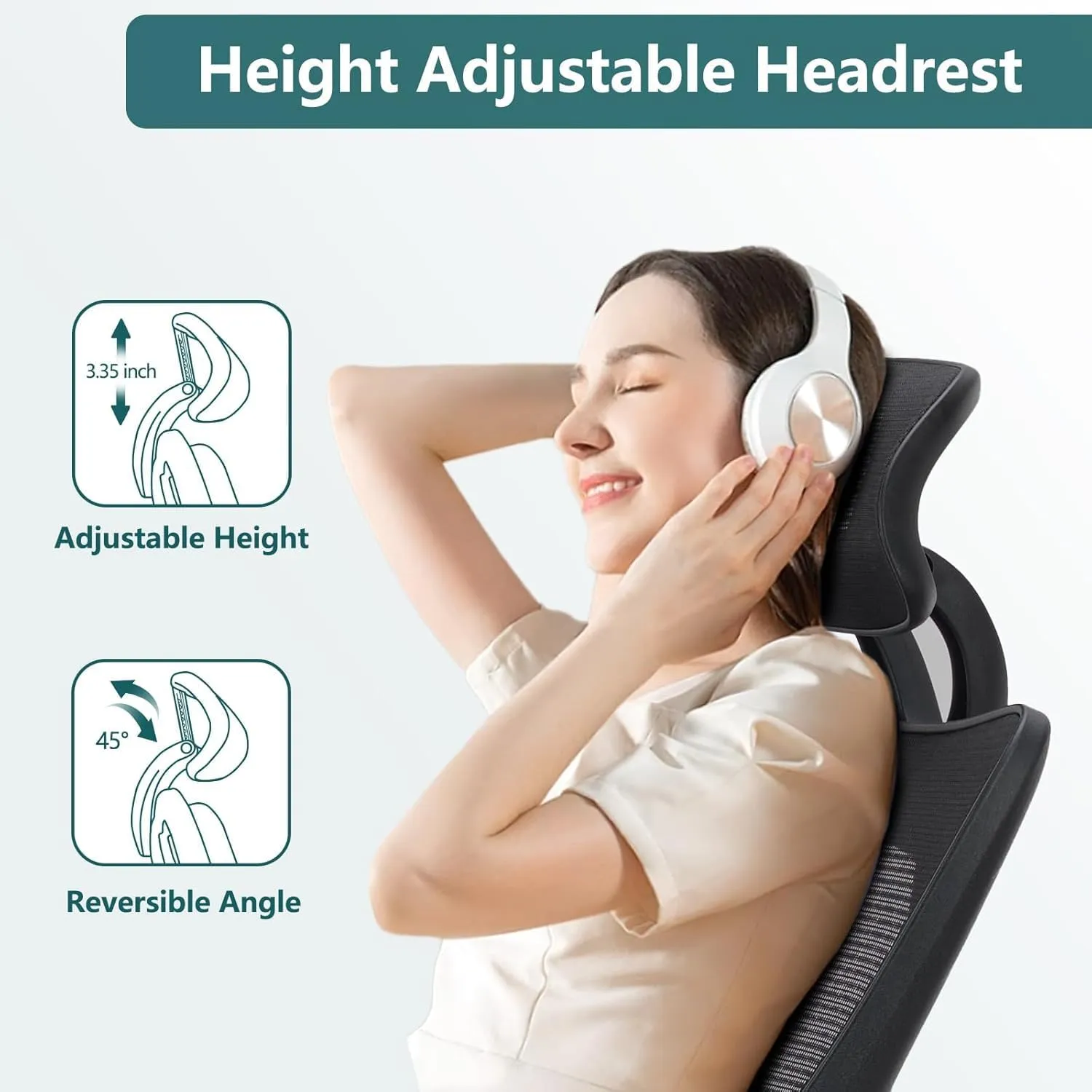 Sweetcrispy Ergonomic Office Desk Chair,2D Armrest Adjustable Lumbar Support & Headrest,High Back Rolling Work Swivel Computer Chairs with Wheels,135°Tilt Function,Inky