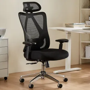 Sweetcrispy Ergonomic Office Desk Chair,2D Armrest Adjustable Lumbar Support & Headrest,High Back Rolling Work Swivel Computer Chairs with Wheels,135°Tilt Function,Inky