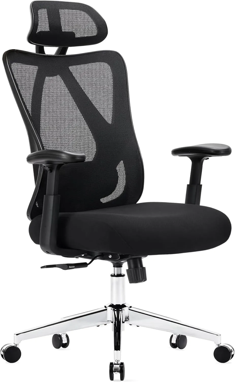 Sweetcrispy Ergonomic Office Desk Chair,2D Armrest Adjustable Lumbar Support & Headrest,High Back Rolling Work Swivel Computer Chairs with Wheels,135°Tilt Function,Inky