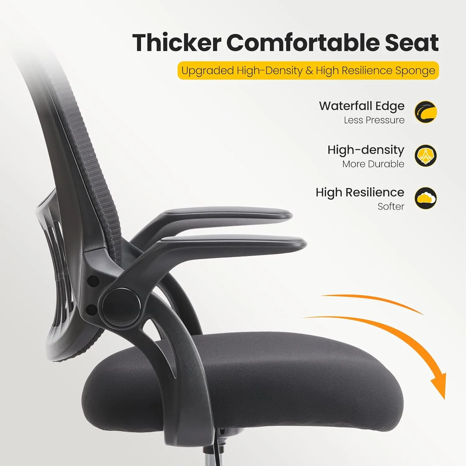 Sweetcrispy Tall Drafting Desk Chair - Ergonomic High Stool Computer with Adjustable Height and Comfy Lumbar Support, Office Rolling Counter with Flip-up Arm and Footrest, Black