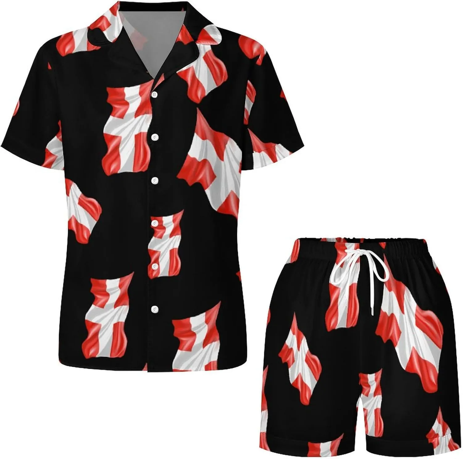 Switch Flag Women's Satin Pajama Set Short Sleeve Button Down Sleepwear Loungewear Pj Set