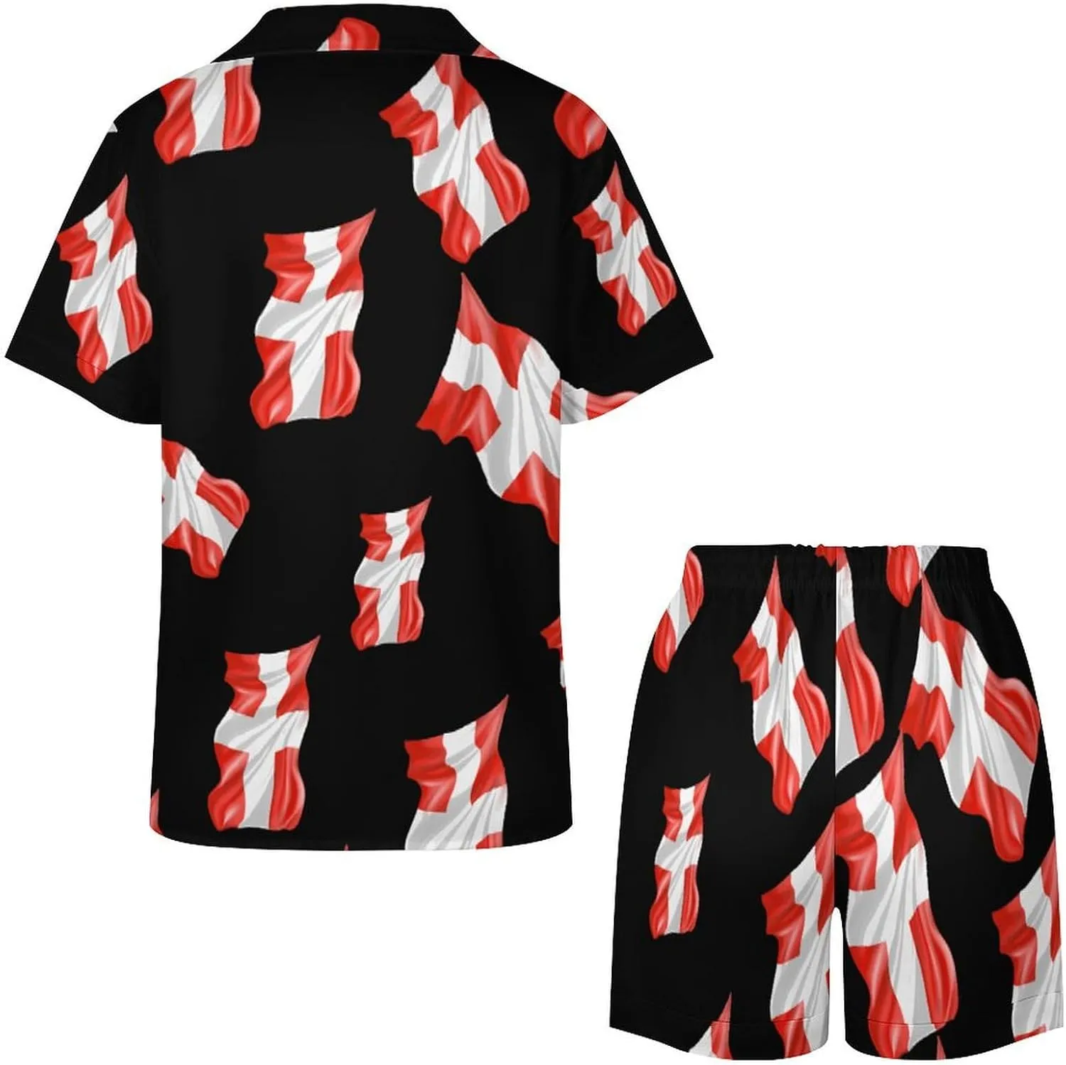 Switch Flag Women's Satin Pajama Set Short Sleeve Button Down Sleepwear Loungewear Pj Set