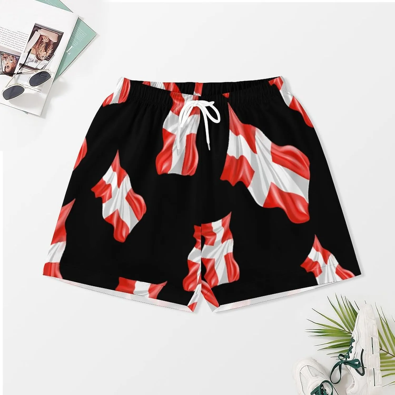 Switch Flag Women's Satin Pajama Set Short Sleeve Button Down Sleepwear Loungewear Pj Set