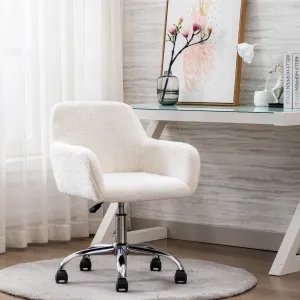 Swivel Desk Chair Height Adjustable - White Wool