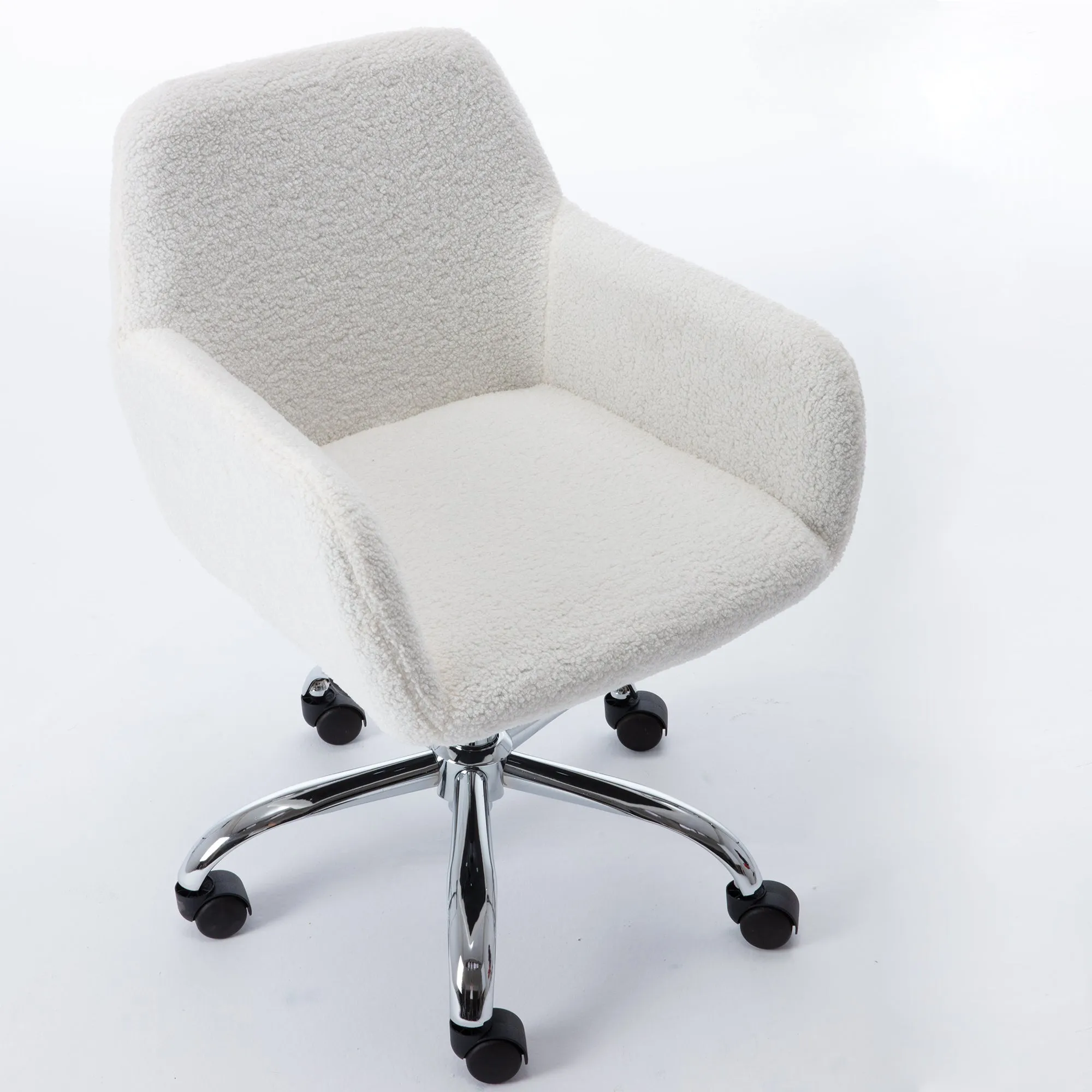 Swivel Desk Chair Height Adjustable - White Wool