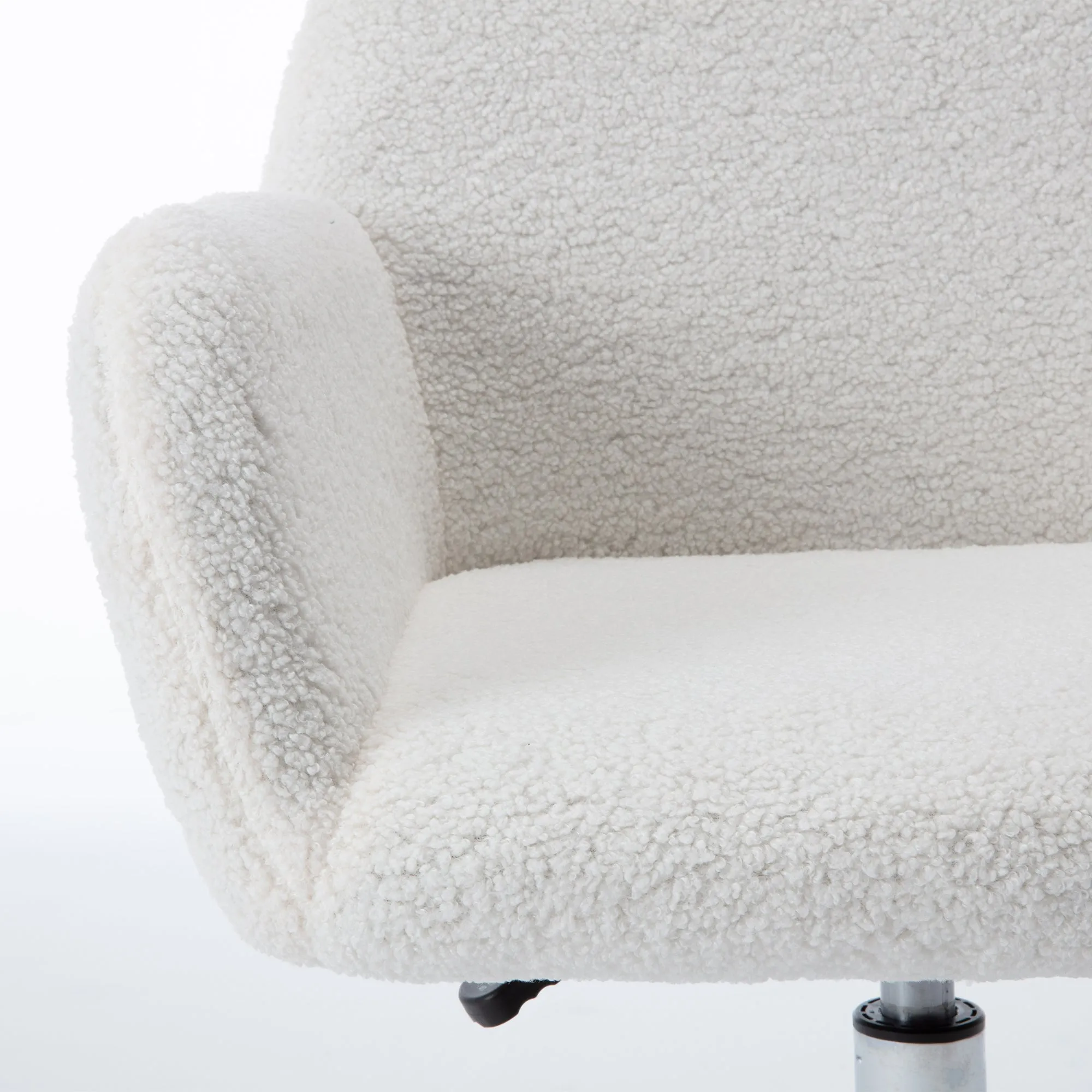 Swivel Desk Chair Height Adjustable - White Wool