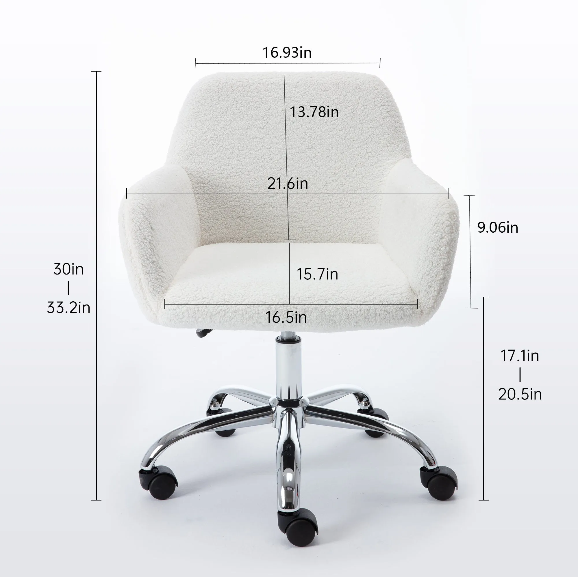 Swivel Desk Chair Height Adjustable - White Wool
