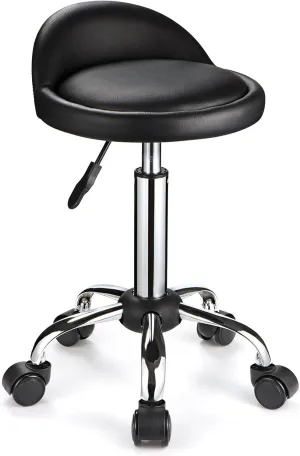 Swivel Rolling Stool with Wheels Height Adjustable Stool Drafting Chair with Low Back Black