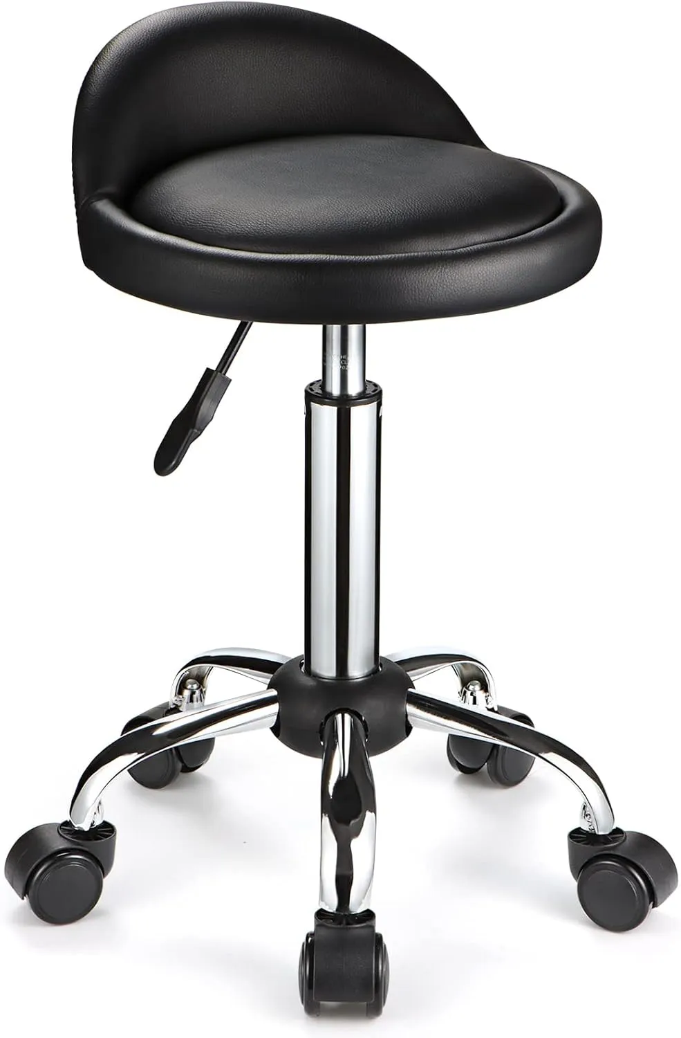 Swivel Rolling Stool with Wheels Height Adjustable Stool Drafting Chair with Low Back Black