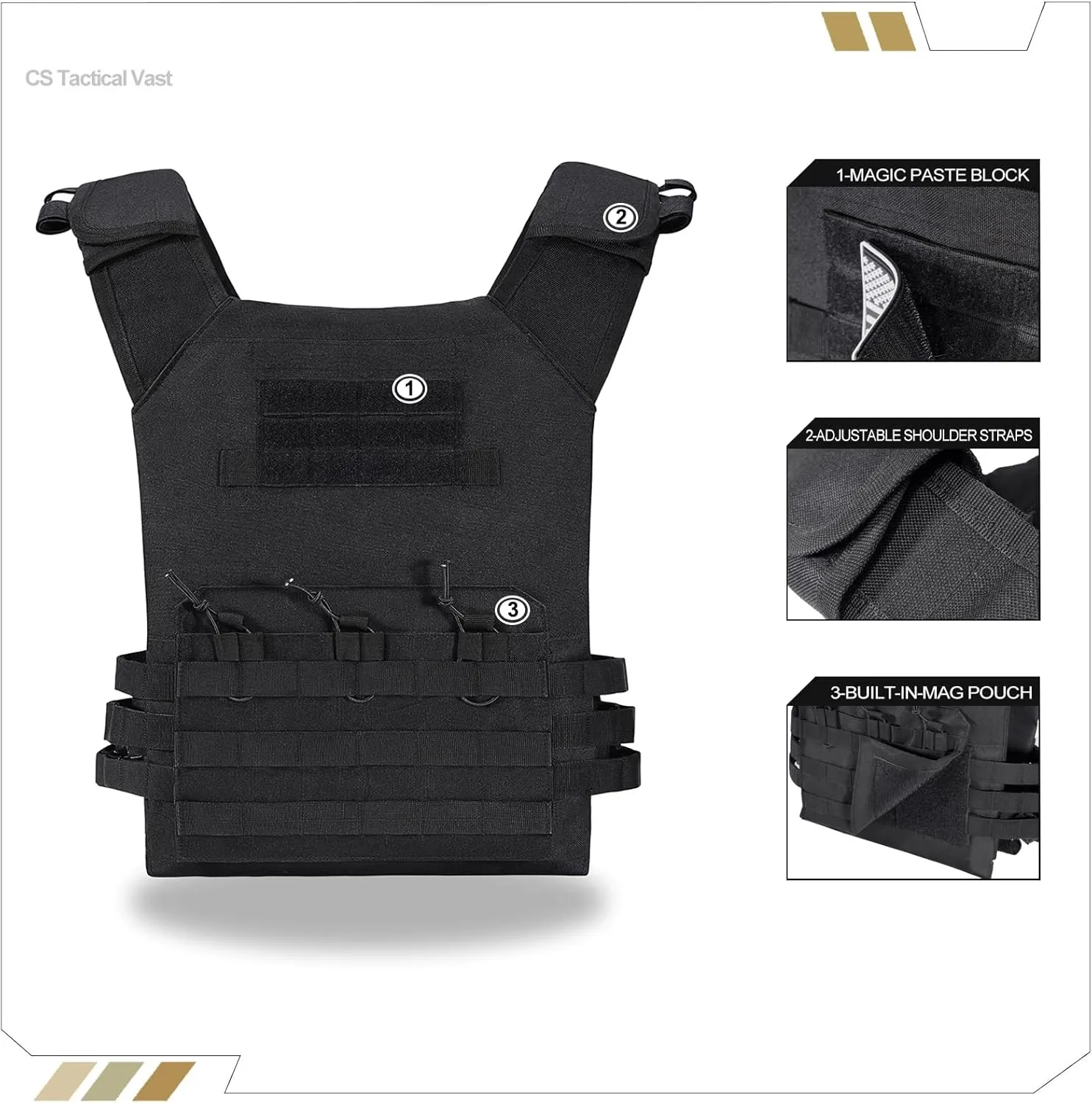 Tactical Outdoors Vest,Fully Adjustable Breathable,Lightweight Modular Paintball Police Airsoft Vest