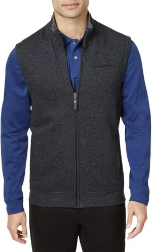Tasso Elba Men's Herringbone Full-Zip Vest Sweater