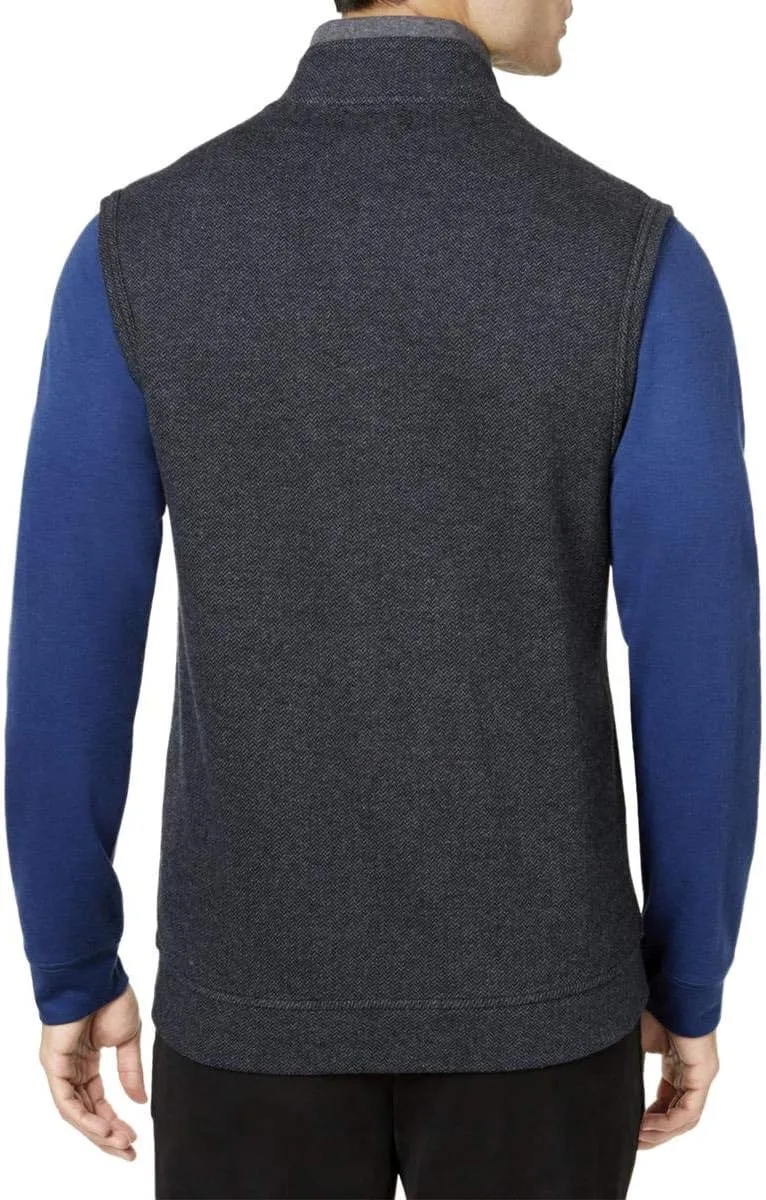Tasso Elba Men's Herringbone Full-Zip Vest Sweater