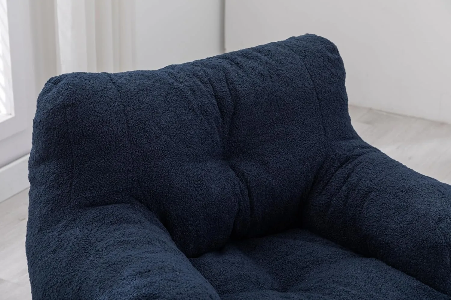 Teddy Bean Bag Chair with Memory Foam Filling, Soft Tufted Lazy Chair for Adults and Kids, 39.37" W x 37" D x 27.56" H, 250 lbs Capacity, Dark Blue