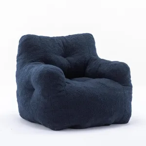 Teddy Bean Bag Chair with Memory Foam Filling, Soft Tufted Lazy Chair for Adults and Kids, 39.37" W x 37" D x 27.56" H, 250 lbs Capacity, Dark Blue