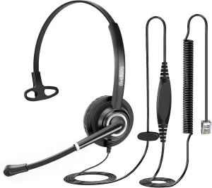 Telephone Headset with Microphone Noise Canceling for Office Call Center Landline, RJ9 Headset Work for Avaya IP Phone J139, J169, J179, 1608, 1616, 9610, 9620, 9620C, 9630, 9640, 9650, 9670