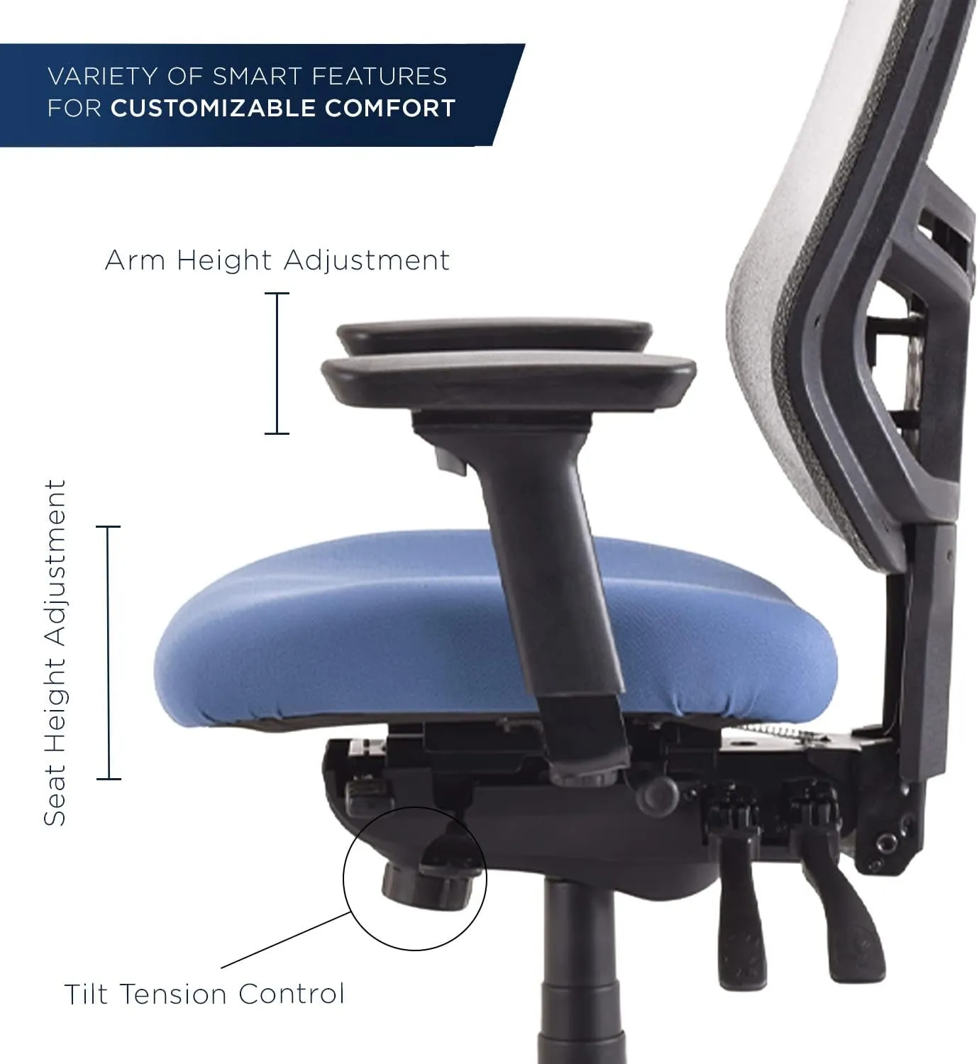 Tempur-Pedic Adjustable Task Chair, Denim