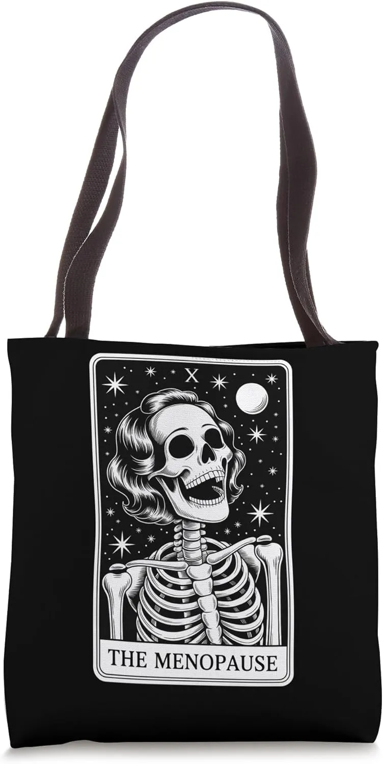 The Menopause Tarot Card Skeleton Tote Bag