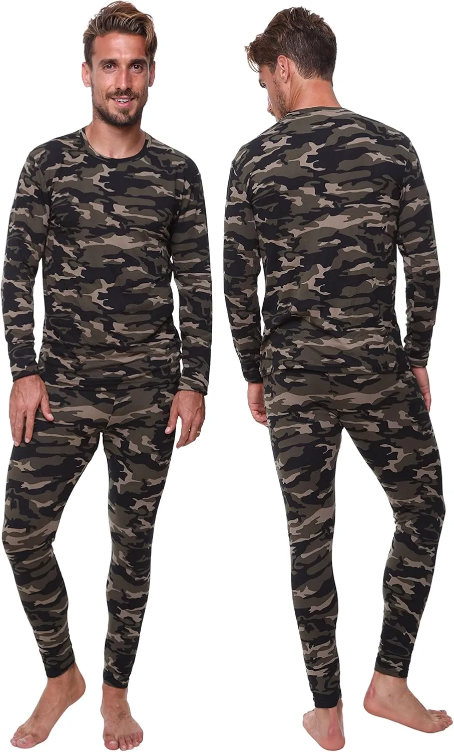 Thermal Underwear for Men Long John Set for Cold Weather Mens 2 pc Long Sleeve Shirt and Leggings Fleece Base Layer Thermals