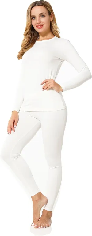 Thermal Underwear Set for Women Long Johns Fleece Lined Base Layer Soft Top Bottom