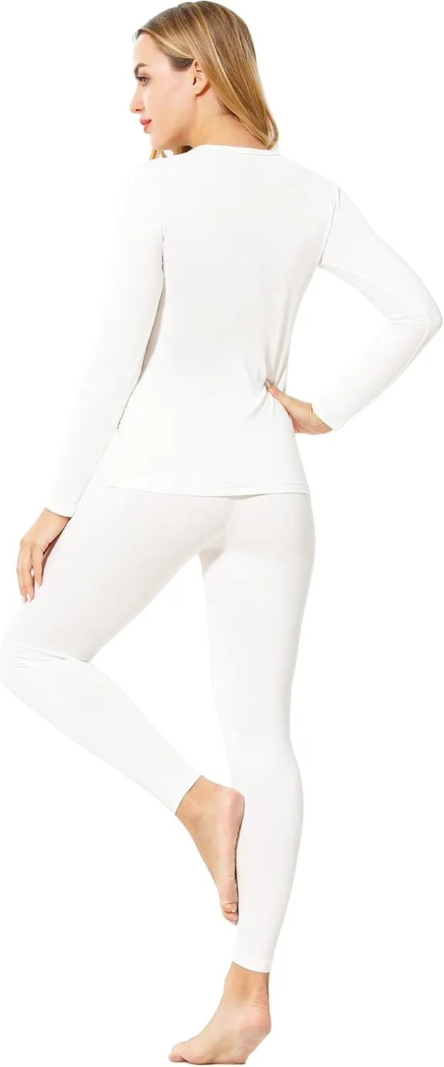 Thermal Underwear Set for Women Long Johns Fleece Lined Base Layer Soft Top Bottom