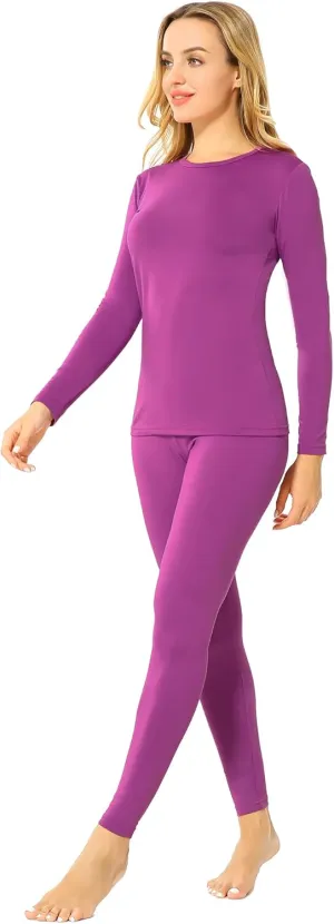 Thermal Underwear Set for Women Long Johns Fleece Lined Base Layer Soft Top Bottom