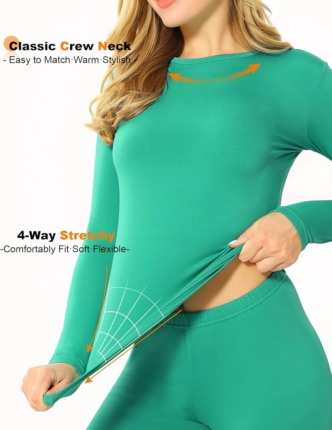 Thermal Underwear Set for Women Long Johns Fleece Lined Base Layer Soft Top Bottom
