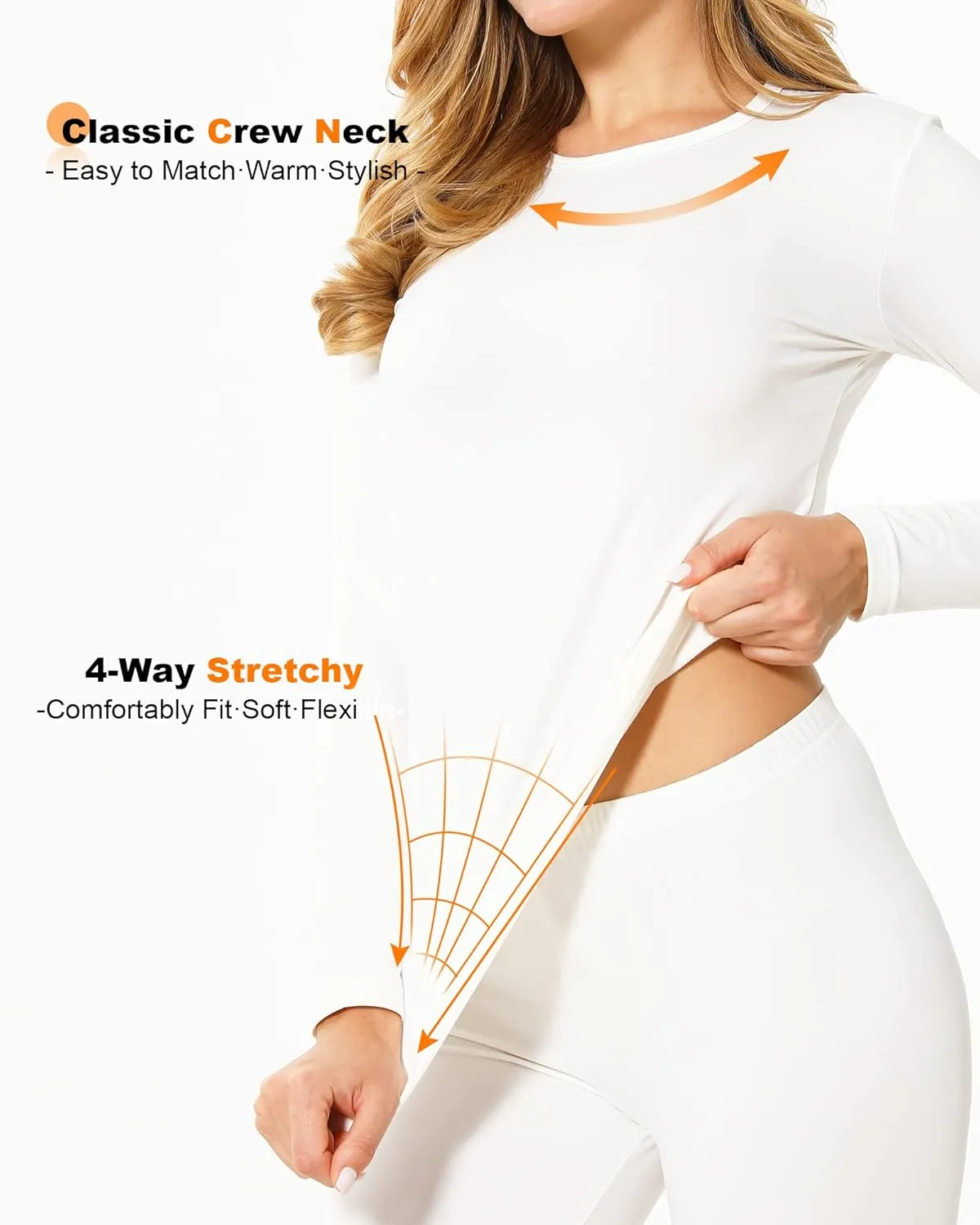 Thermal Underwear Set for Women Long Johns Fleece Lined Base Layer Soft Top Bottom