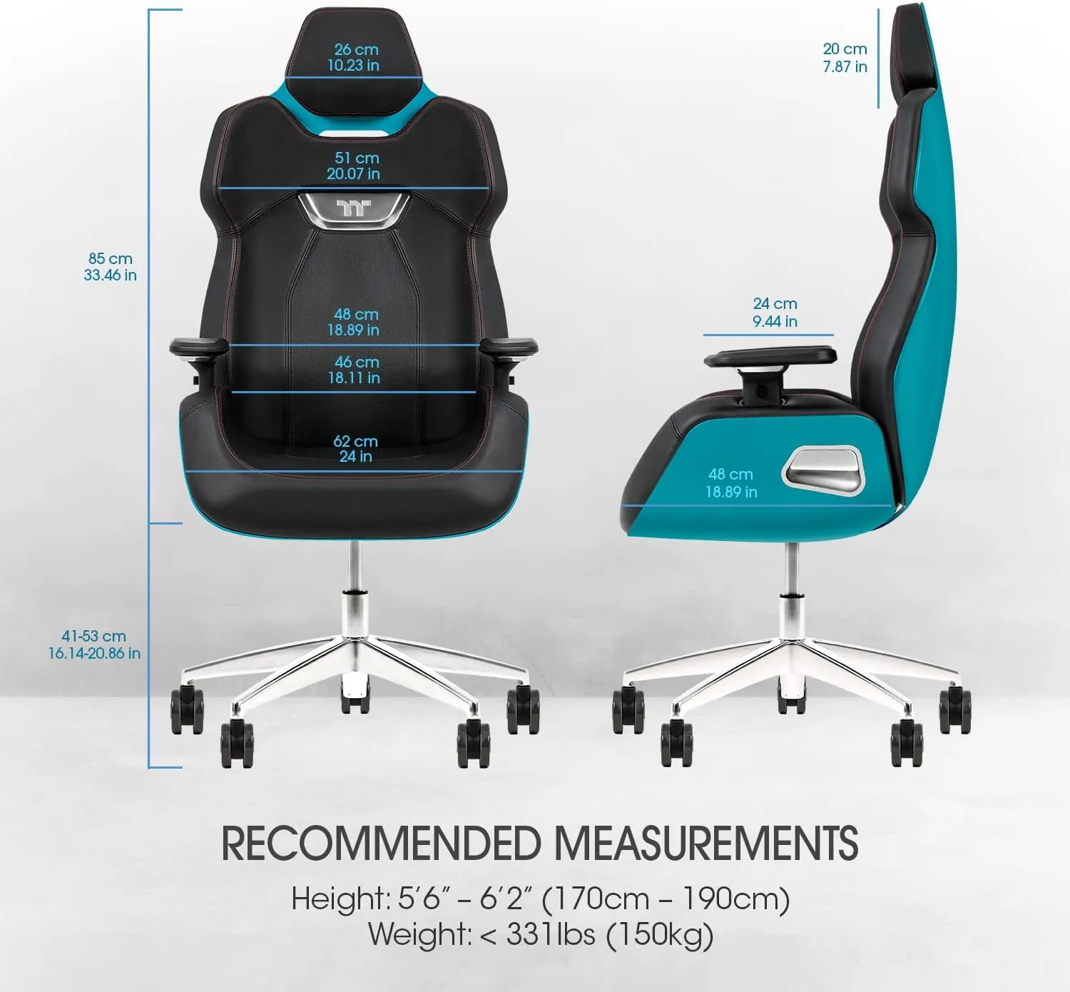 Thermaltake Argent E700 Real Leather Gaming Chair (Ocean Blue) Design by Studio F∙A∙Porsche, GGC-ARG-BLLFDL-01