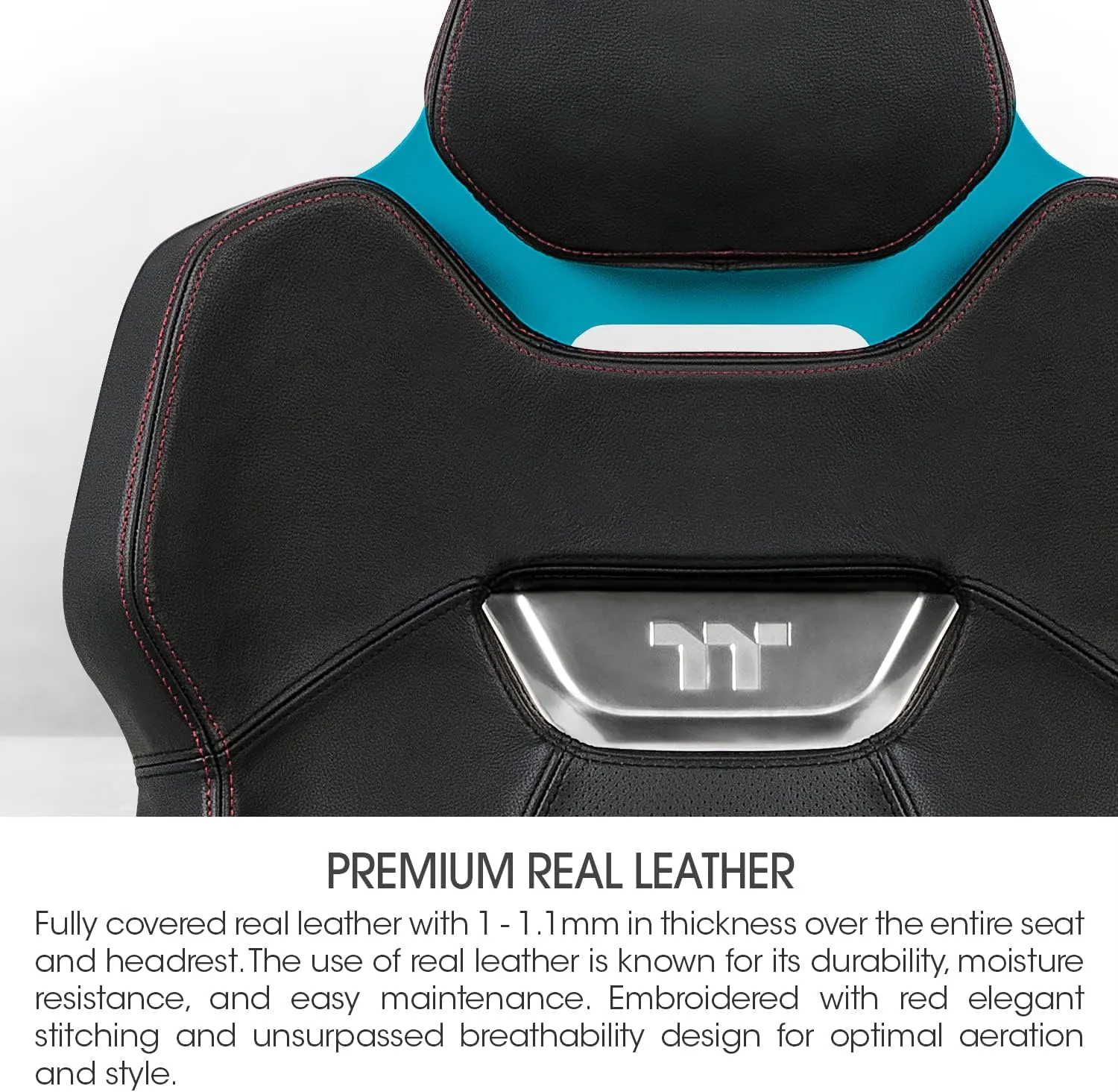 Thermaltake Argent E700 Real Leather Gaming Chair (Ocean Blue) Design by Studio F∙A∙Porsche, GGC-ARG-BLLFDL-01