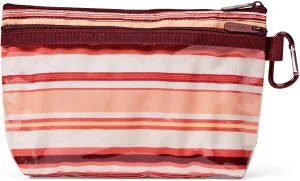 THIRTY-ONE Gifts Clear Clip Pouch, Zipper Pouch with Clear Pouch Pocket and Carabiner Pouch Clip, Sedona Stripe, Small