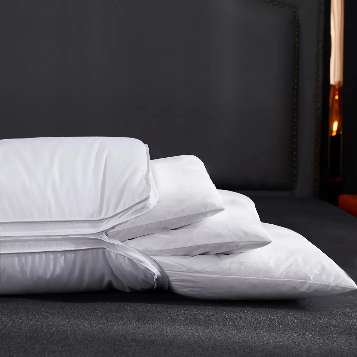 Three Geese Adjustable Layer Goose Feather Pillow,Assemblable Bed Pillow,100% Soft Organic Cotton Cover,Good for Side and Back Stomach Sleeper, Queen Size,Packaging Include 1 Pillow1