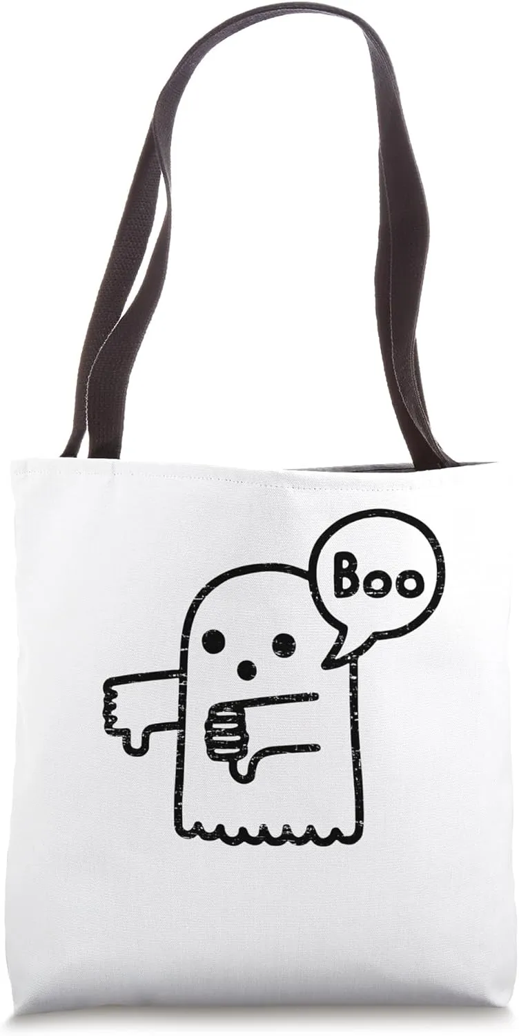 Thumbs Down Ghost Screaming Boo Disapproval Ghost Halloween Tote Bag
