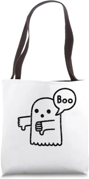 Thumbs Down Ghost Screaming Boo Disapproval Ghost Halloween Tote Bag