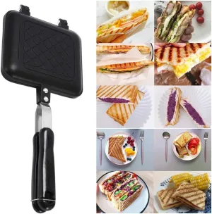 Toasted Sandwich Maker, Non Stick Coating Grill Pan Double Sided Frying Pan with Heat-Resistant Handles Suitable for Home Cooks Toasties, Breakfast Indoor & Outdoor