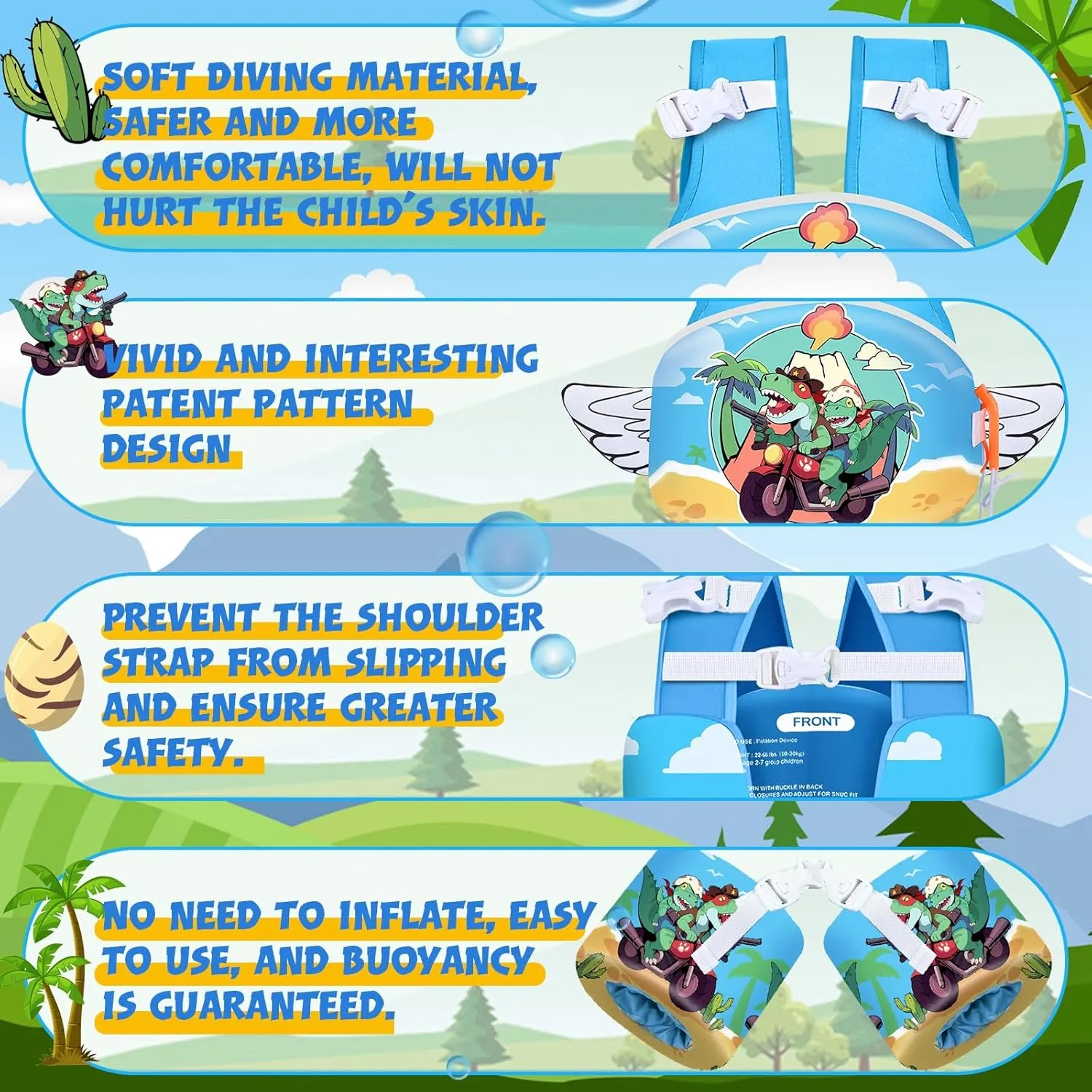 Toddler Floaties, Kids Swim Vest for 22-66 Lbs, Arm Floaties with Adjustable Straps Swim Floats & Arm Band Suitable for Water Sports Pool Swimming Safety for Infant 2,3,4,5,6,7 Years