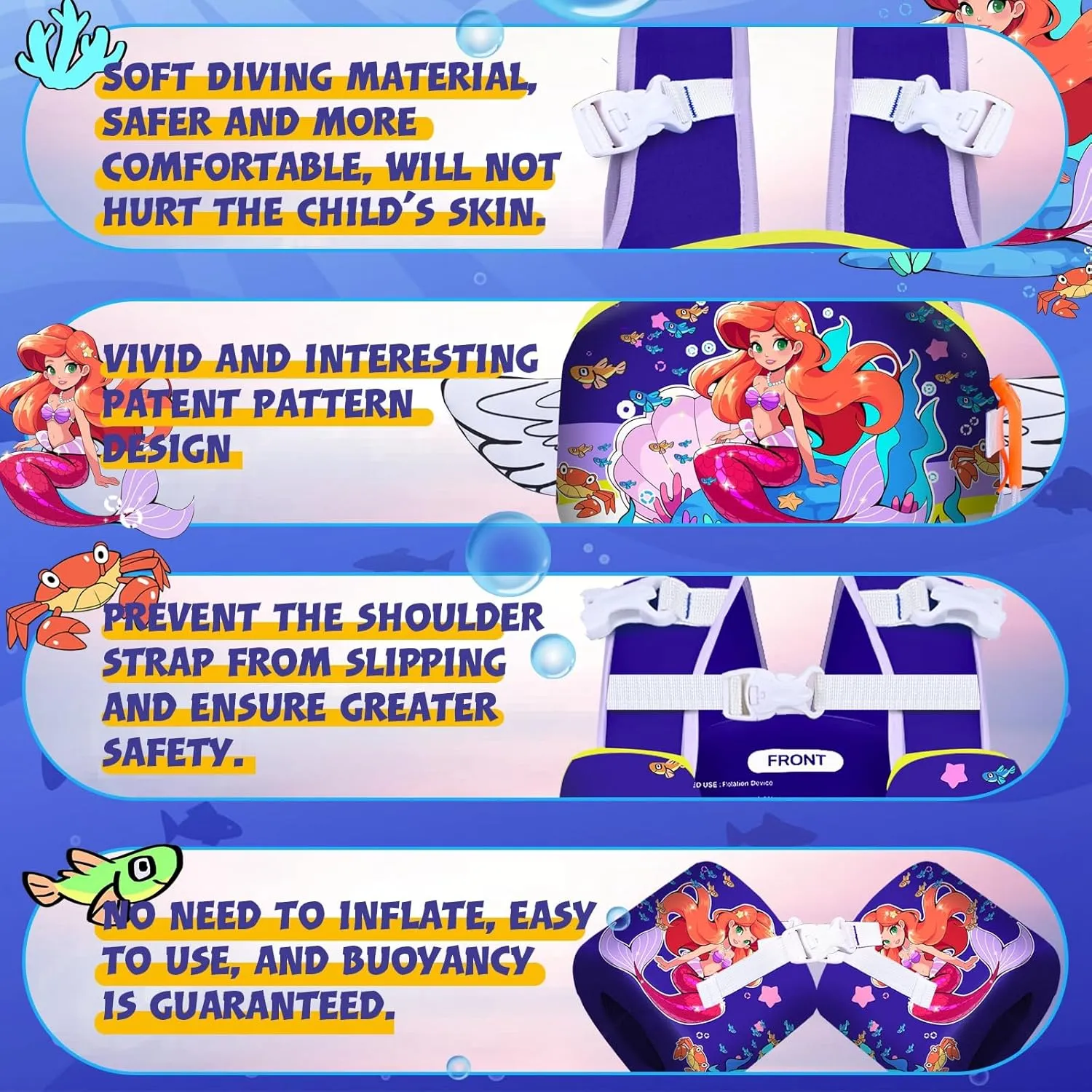 Toddler Floaties, Kids Swim Vest for 22-66 Lbs, Arm Floaties with Adjustable Straps Swim Floats & Arm Band Suitable for Water Sports Pool Swimming Safety for Infant 2,3,4,5,6,7 Years