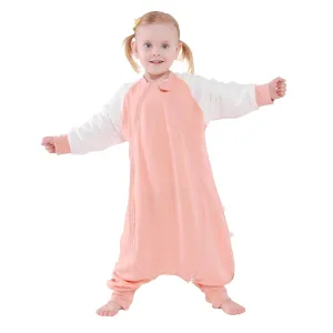 Toddler Sleep Sack, 1.0 Tog Sleep Sack 7T-8T with OUTLAST Temperature Regulation, Long Sleeve Sleeping Sack with Feet for Walkers, All Season, 2-Way Zipper, Pink, XL-41