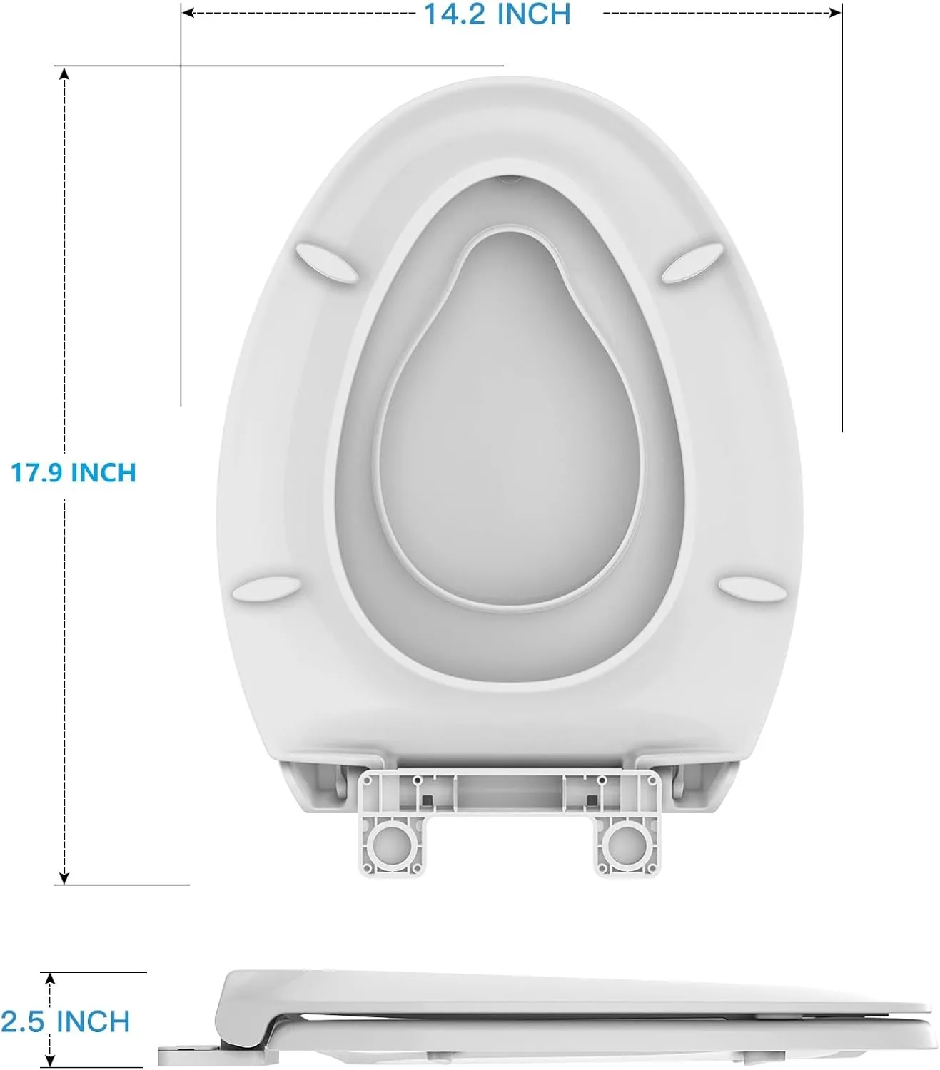 Toilet Seat, Elongated Toilet Seat with Toddler Seat Built in, Potty Training Toilet Seat Elongated Fits Both Adult and Child, with Slow Close and Magnets- Elongated