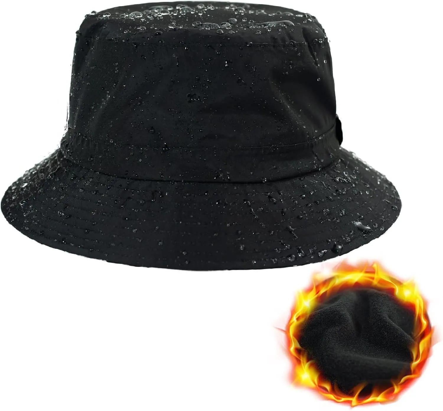 TOP-EX Oversized XL XXL Winter Bucket Hat for Men Rain Waterproof Fleece Lined Hiking Fishing Outdoor Cold Weather