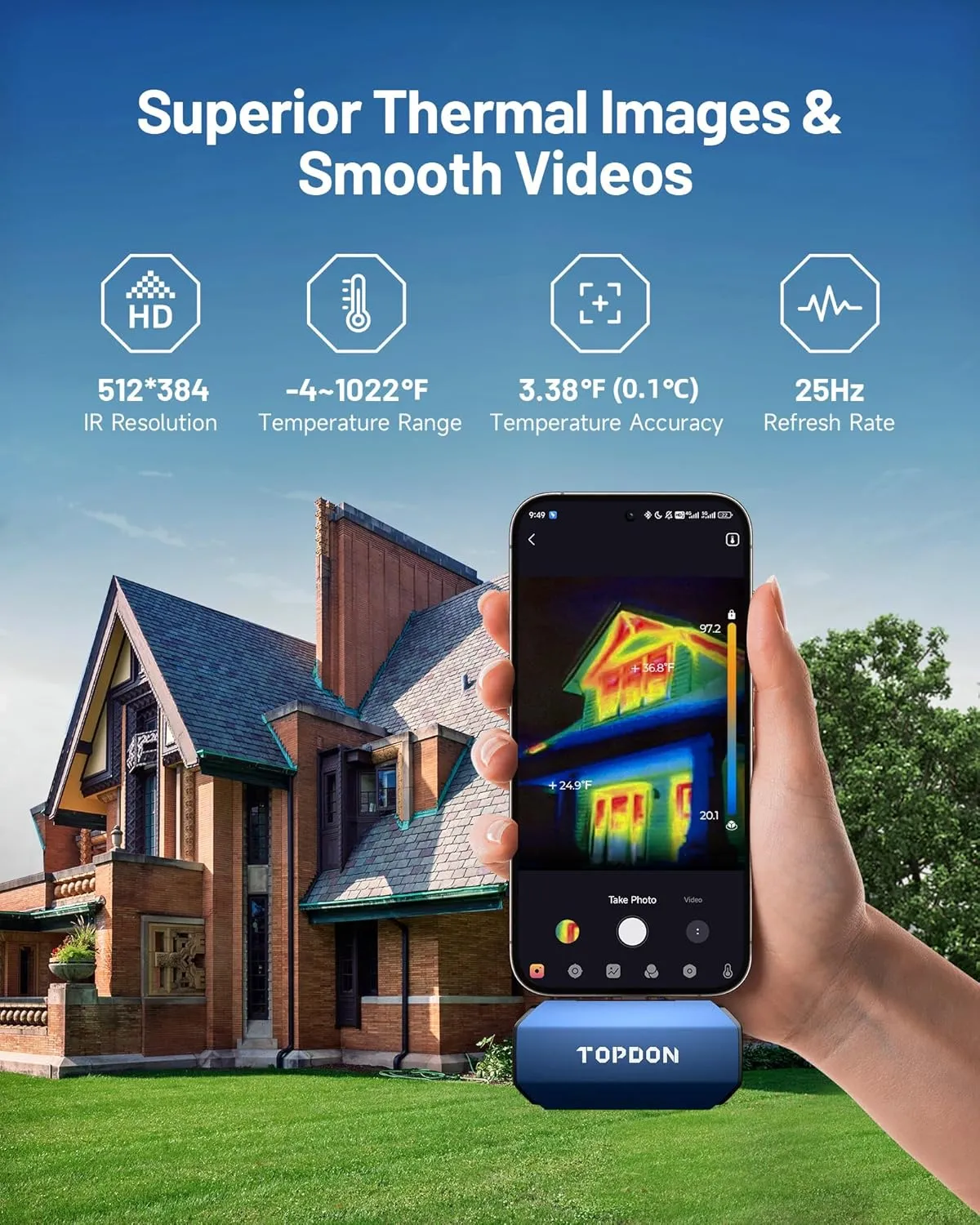 TOPDON TC001 Thermal Camera for Android, Super IR 512x384 High Resolution, Thermal Imaging Camera, Thermal Imager - Optimized Temperature Accuracy, Works for Smartphones and Tablets & PC(not for iOS)