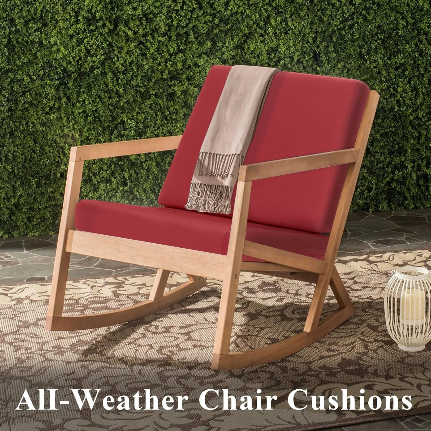 Topotdor Outdoor Deep Seat Cushion Set,Waterproof Outdoor Chair Cushions and Back Cushion for Patio Furniture with Fade Resistant Removable Cover with Adjustable Straps,22"x22"x4" Red