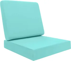 Topotdor Outdoor Deep Seat Cushion Set,Waterproof Outdoor Chair Cushions and Back Cushion for Patio Furniture with Fade Resistant Removable Cover with Adjustable Straps,22"x22"x4" Teal
