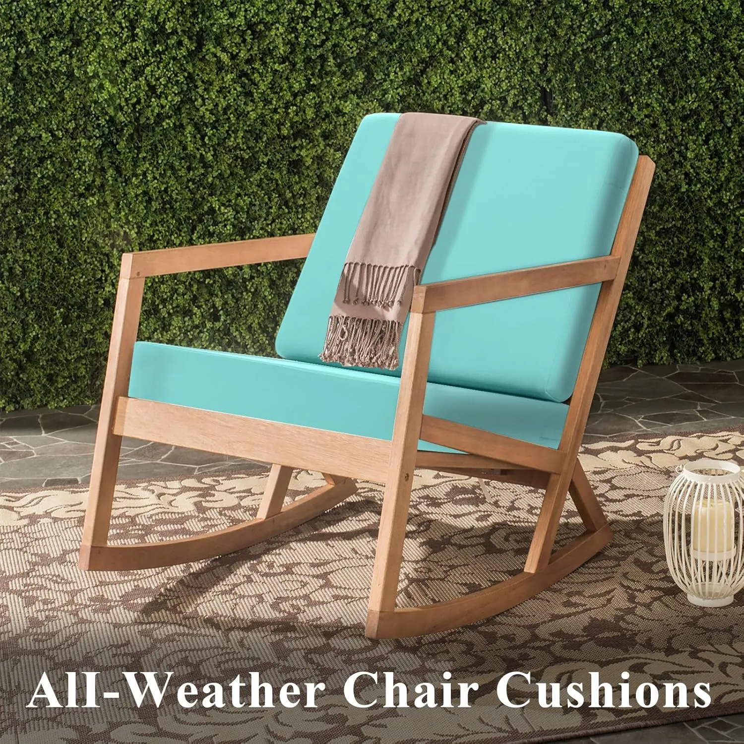 Topotdor Outdoor Deep Seat Cushion Set,Waterproof Outdoor Chair Cushions and Back Cushion for Patio Furniture with Fade Resistant Removable Cover with Adjustable Straps,22"x22"x4" Teal
