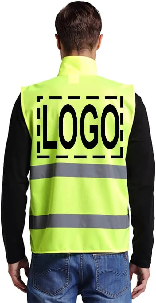 TOPTIE Custom Add Your Logo Multi Pockets Volunteer Activity Vest Windproof Reflective Safety Vest-Yellow-L