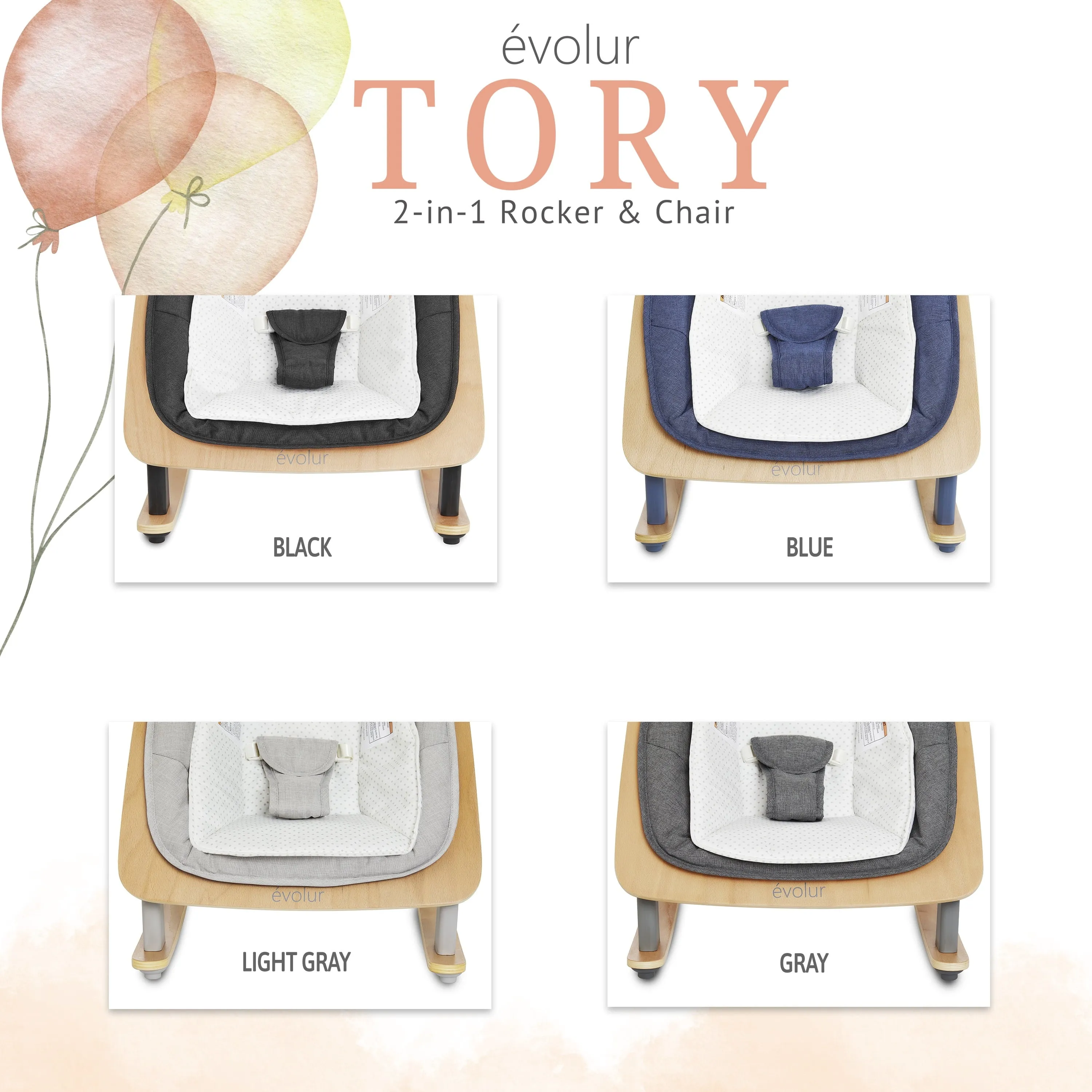 Tory 2-In-1 Rocker & Chair, Light Gray