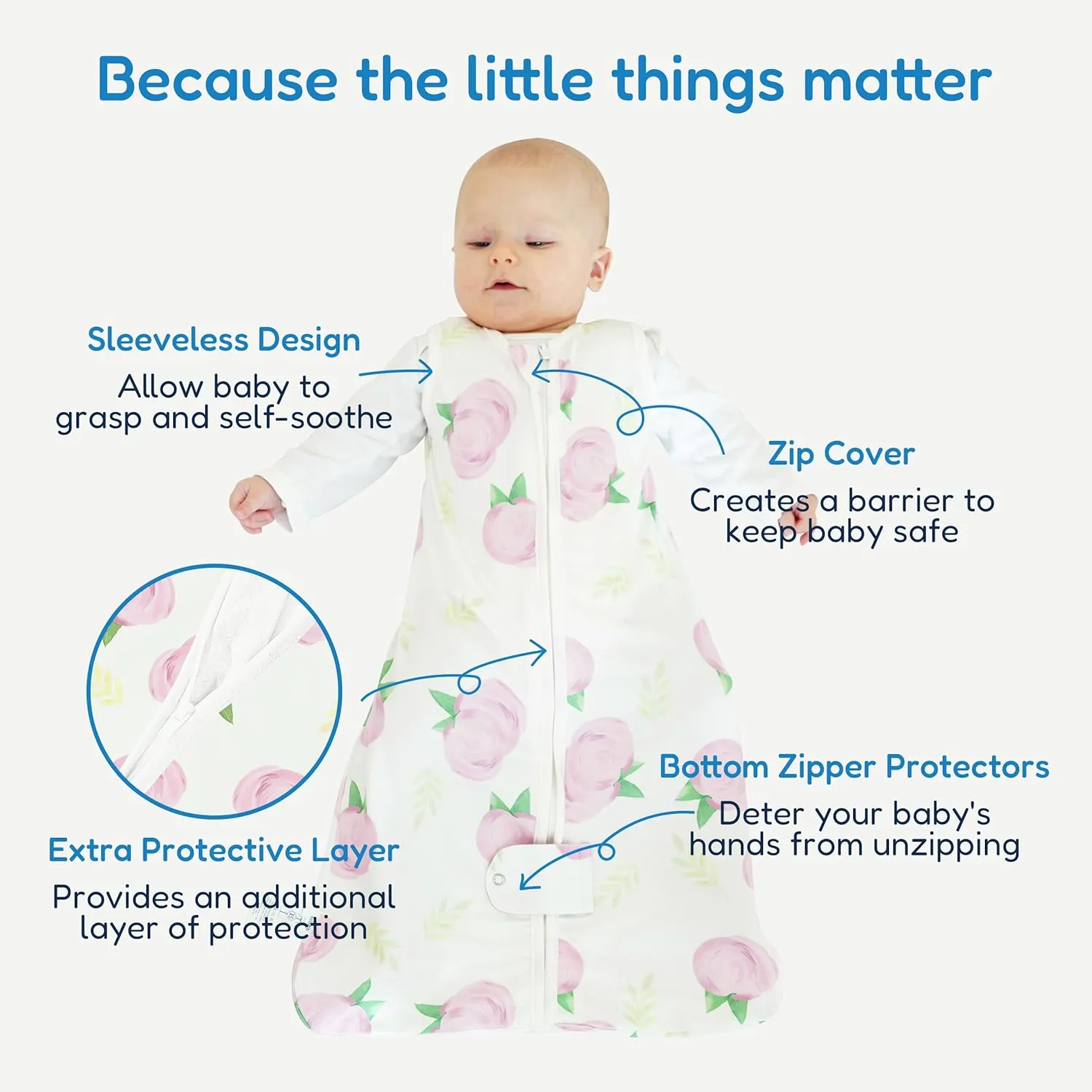TotAha Sleep Sack 3-6 months 3 Pack, Buttery Soft Wearable Blanket Baby Sleeping Bag with 2-way Safe Zipper, 0.5 TOG, Baby Girl