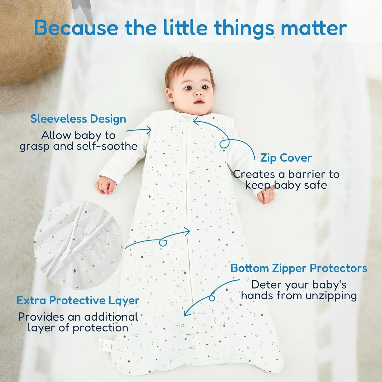 TotAha Sleep Sack 3-6 months 3 Pack, Ultra-Soft,Light Infant Wearable Blanket Baby Sleeping Bag with 2-Way Safe Zipper for Boy Girl, 0.5 TOG