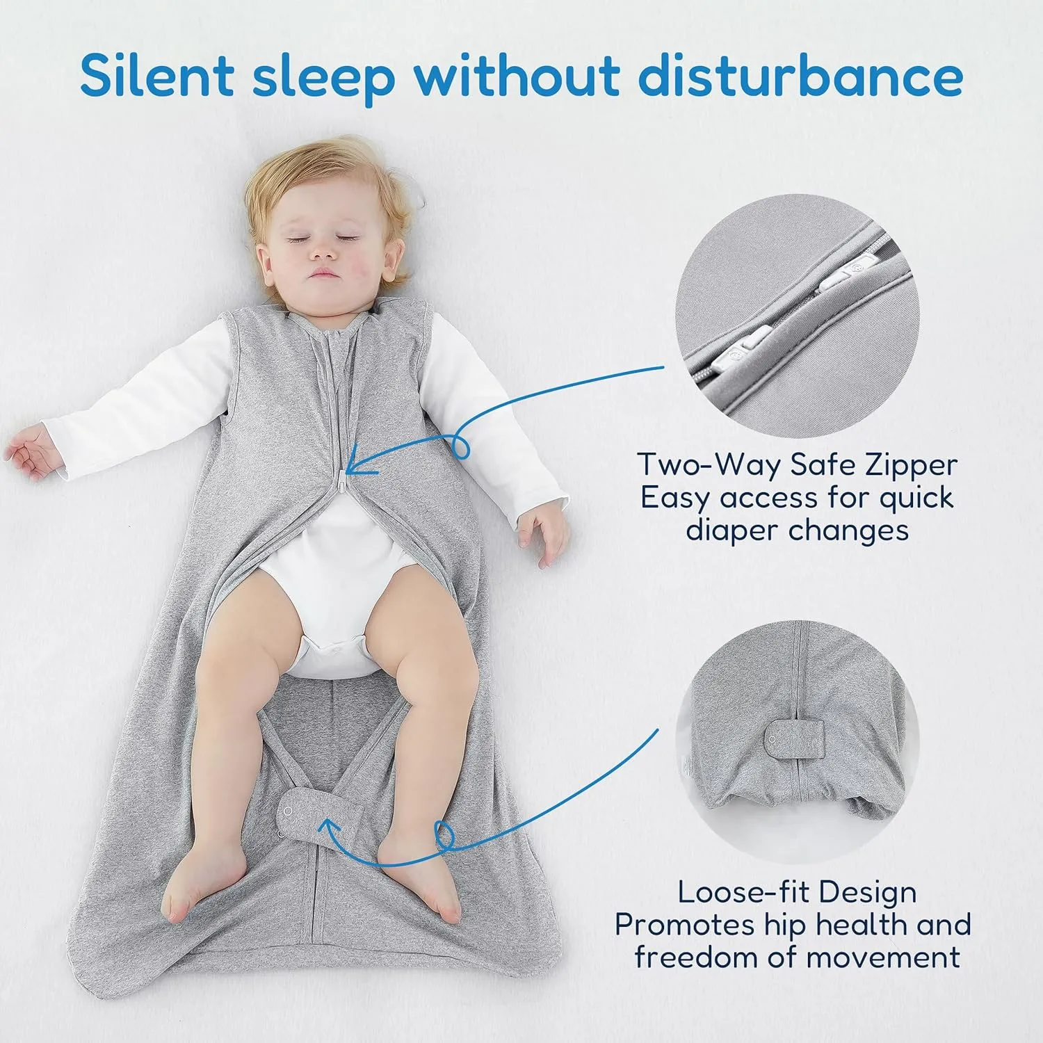 TotAha Sleep Sack 6-12 Months 3 Pack, Buttery Soft, Safe Wearable Blanket Baby Sleeping Bag with 2-Way Zipper for Girl Boy, 0.5 TOG