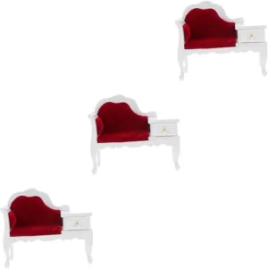 Totority 3pcs Miniature Wooden Sofa Chair with Drawer Adorable Doll Furniture for Dollhouse Living Room Realistic Design Compact Safe Material for Miniature Decor
