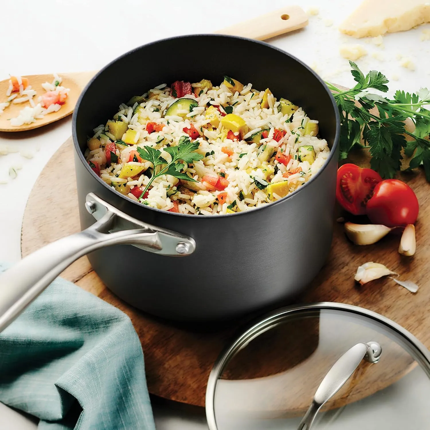 Tramontina Hard Anodized Non Stick 3-Quart Sauce Pan with Glass Lid, Oven Safe